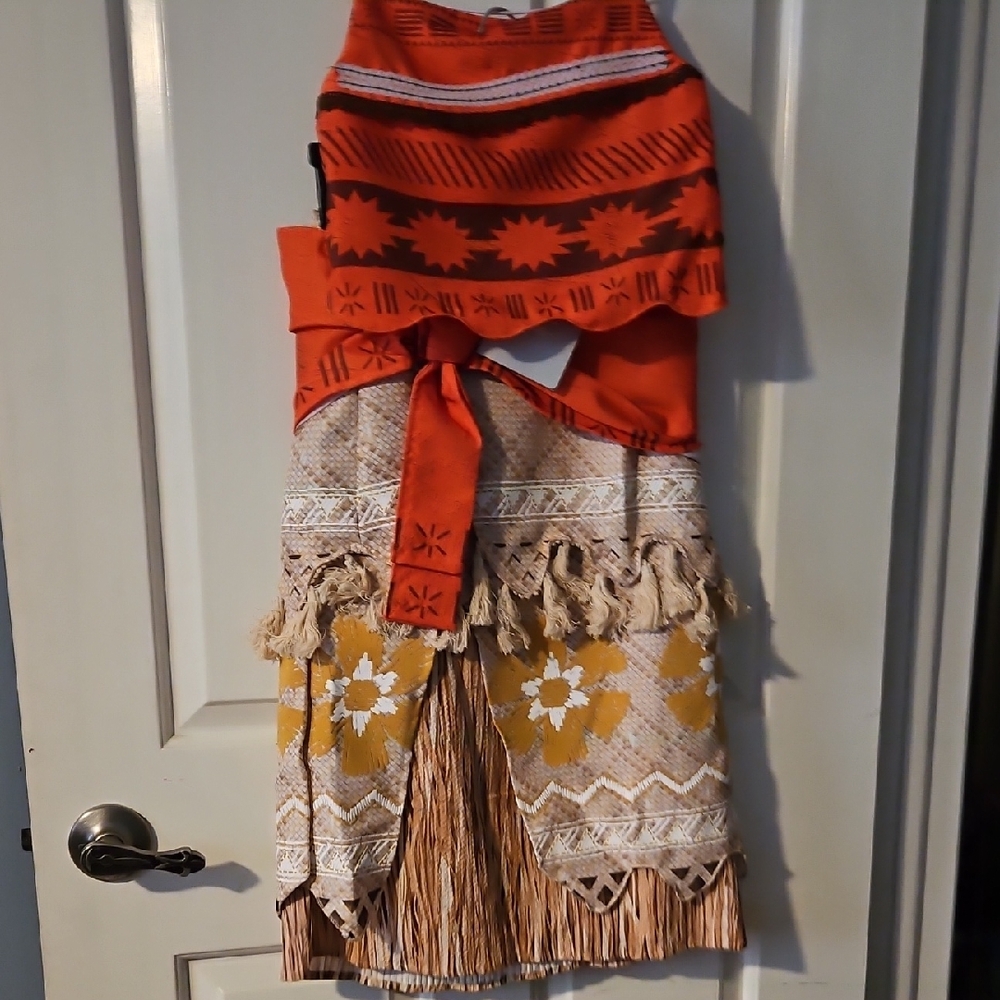 Disney Moana Orange and Yellow Kids Patterned Costume Size 9/10